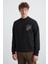 Chasey Erkek Organik Pamuklu Dik Yaka Içi Polarlı Baskılı Siyah Sweatshirt 3