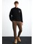 Chasey Erkek Organik Pamuklu Dik Yaka Içi Polarlı Baskılı Siyah Sweatshirt 4