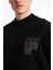 Chasey Erkek Organik Pamuklu Dik Yaka Içi Polarlı Baskılı Siyah Sweatshirt 5