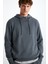 Alessıo Erkek %100 Pamuk Kapüşonlu Oversize Gri Sweatshirt 1