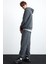 Alessıo Erkek %100 Pamuk Kapüşonlu Oversize Gri Sweatshirt 4