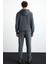 Alessıo Erkek %100 Pamuk Kapüşonlu Oversize Gri Sweatshirt 6