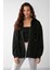 Alena Kadın Basic Kanguru Cepli Oversize Organik Pamuk Fermuarlı Kapüşonlu Siyah Sweatshirt 3