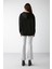 Alena Kadın Basic Kanguru Cepli Oversize Organik Pamuk Fermuarlı Kapüşonlu Siyah Sweatshirt 5