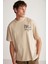 Beal Erkek Sırt Baskı Detaylı Oversize Fit Bol Kesim %100 Organik Pamuk Örme Kısa Kol Bej T-shirt 2