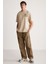 Beal Erkek Sırt Baskı Detaylı Oversize Fit Bol Kesim %100 Organik Pamuk Örme Kısa Kol Bej T-shirt 5