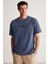 Bastıan Erkek Oversize Fit %100 Pamuk Kalın Dokulu Baskılı Lacivert T-shirt 1