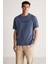 Bastıan Erkek Oversize Fit %100 Pamuk Kalın Dokulu Baskılı Lacivert T-shirt 4