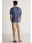 Bastıan Erkek Oversize Fit %100 Pamuk Kalın Dokulu Baskılı Lacivert T-shirt 7
