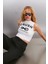 Azura Kadın Baskılı Kısa Kollu Crop Beyaz T-shirt 2