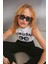 Azura Kadın Baskılı Kısa Kollu Crop Beyaz T-shirt 4