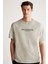 Bastıan Erkek Oversize Fit %100 Pamuk Kalın Dokulu Baskılı Gri T-shirt 1