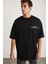 Batılda Erkek Bisiklet Yaka %100 Pamuk Çatlayan Baskı Detaylı Siyah T-shirt 2