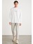 Benıto Erkek Sırt Baskı Detaylı Oversize %100 Organik Pamuk Örme Uzun Kol Beyaz T-shirt 3