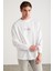 Benıto Erkek Sırt Baskı Detaylı Oversize %100 Organik Pamuk Örme Uzun Kol Beyaz T-shirt 4