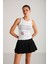 Calluna Kadın Fitted Kalıp Yazı Baskı Detaylı Kolsuz Örme Beyaz T-shirt 1