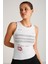 Calluna Kadın Fitted Kalıp Yazı Baskı Detaylı Kolsuz Örme Beyaz T-shirt 3