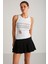 Calluna Kadın Fitted Kalıp Yazı Baskı Detaylı Kolsuz Örme Beyaz T-shirt 5