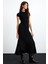 Brılyn Kadın Viskon Yuvarlak Yaka Slim Fit Siyah Elbise 3