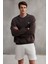 Ernest Erkek Organik Pamuklu Yumuşacık Baskı Detaylı Bisiklet Yaka Içi Polarlı Kahverengi Sweatshirt 3