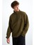 Radıant Erkek %100 Organik Pamuk Nakış Detaylı Yarım Fermuarlı Dik Yakalı Haki Sweatshirt 5
