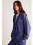 Ametıs Kadın Içi Polarlı Nakış Yazı Detaylı Organik Pamuk Oversize Kapüşonlu Lacivert Sweatshirt 1