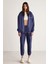 Ametıs Kadın Içi Polarlı Nakış Yazı Detaylı Organik Pamuk Oversize Kapüşonlu Lacivert Sweatshirt 3