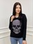 Kurukafa Crystal Taşlı Üç Iplik Pamuk Siyah Rahat Büyük Beden Kadın Sweatshirt 2