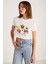 Serene Kadın Kısa Kollu Baskılı Crop Beyaz T-Shirt 3
