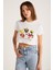 Serene Kadın Kısa Kollu Baskılı Crop Beyaz T-Shirt 4