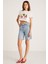 Serene Kadın Kısa Kollu Baskılı Crop Beyaz T-Shirt 5