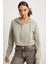 Delıa Kadın Crop 3 Iplik Şardonlu Örme Relaxed Fit Fermuarlı Kapüşonlu Çağla Yeşili Sweatshirt 1