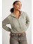 Delıa Kadın Crop 3 Iplik Şardonlu Örme Relaxed Fit Fermuarlı Kapüşonlu Çağla Yeşili Sweatshirt 5