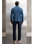 Halden Erkek Içi Polarlı Dik Yaka Yarım Fermuarlı Baskı Detaylı Regular Mavi Sweatshirt 6