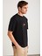 Denver Erkek Baskı Detaylı Oversize Bisiklet Yaka Kısa Kollu %100 Organik Pamuklu Siyah T-shirt 4