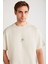Denver Erkek Baskı Detaylı Oversize Bisiklet Yaka Kısa Kollu %100 Organik Pamuklu Taş Rengi T-shirt 4