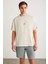 Denver Erkek Baskı Detaylı Oversize Bisiklet Yaka Kısa Kollu %100 Organik Pamuklu Taş Rengi T-shirt 5