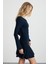Glenıs Kadın Viscon Kayık Yaka Slim Fit Lacivert Elbise 6