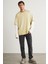 Deny Erkek Uzun Kol Detaylı Oversize Fit Bol Kesim Bisiklet Yaka %100 Organik Pamuk Açık Bej T-shirt 2