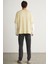 Deny Erkek Uzun Kol Detaylı Oversize Fit Bol Kesim Bisiklet Yaka %100 Organik Pamuk Açık Bej T-shirt 5