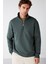 Frame Erkek Yarım Fermuarlı Dik Yakalı Yumuşacık Kumaşlı Polarlı Regular Yeşil Sweatshirt 2