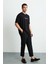 Frank Erkek Kalın Dokulu Baskı Detaylı Oversize &100 Organik Pamuklu Siyah T-shirt 5
