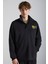 Galıcıa Erkek Diagonel Kumaşlı Dik Yakalı Çıtçıt Kapamalı Baskılı Siyah Sweatshirt 1