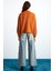 Nanna Kadın Akrilik-Polyester Yuvarlak Yaka Oversize Triko Turuncu Kazak 5