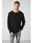 Lorenzo Erkek Özel Rustik Dokulu %100 Organik Pamuk Düğme Detaylı Regular Siyah Sweatshirt 2