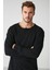 Lorenzo Erkek Özel Rustik Dokulu %100 Organik Pamuk Düğme Detaylı Regular Siyah Sweatshirt 3