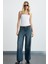 Lorela Kadın Baggy Bol Paça Düşük Bel Denim Koyu Mavi Jeans 1