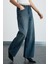 Lorela Kadın Baggy Bol Paça Düşük Bel Denim Koyu Mavi Jeans 5