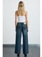 Lorela Kadın Baggy Bol Paça Düşük Bel Denim Koyu Mavi Jeans 7