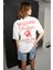 Luck Kadın Ön Ve Arka Kırmızı Yazı Detaylı Beyaz T-shirt 1